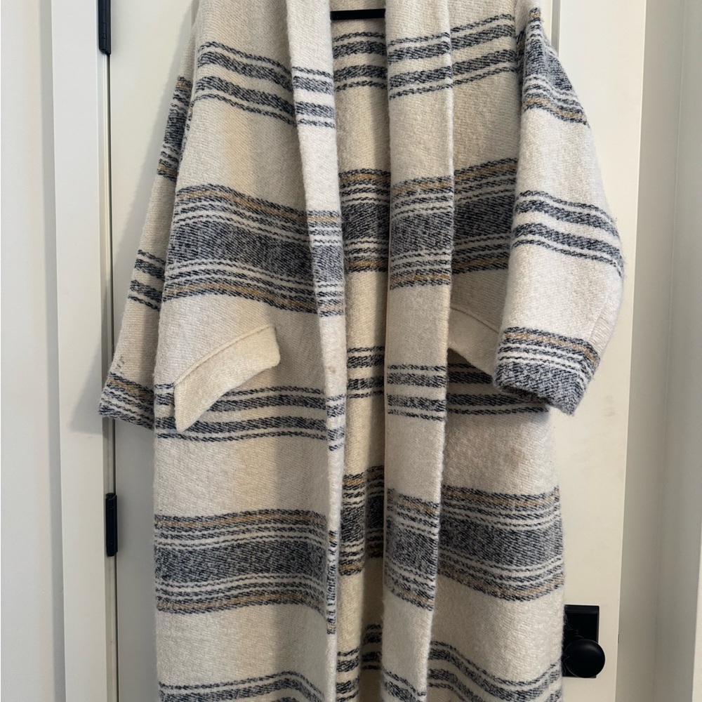 Isabel Marant Striped Cream and Gray Coat